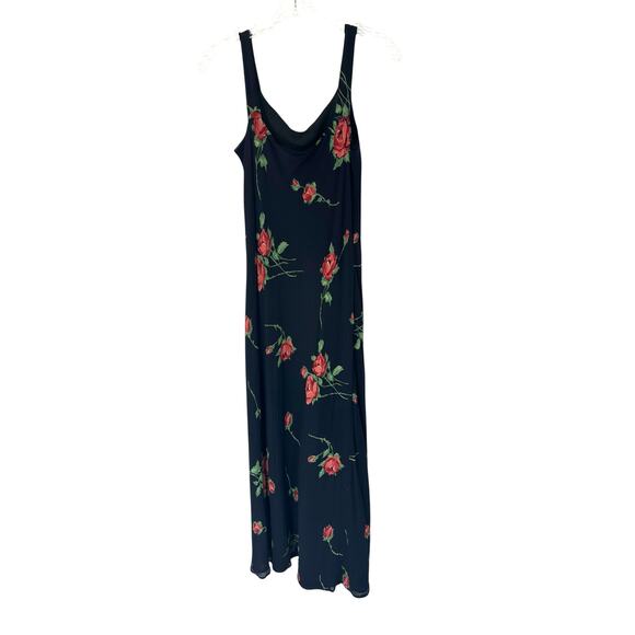 Casual Corner Dress Black Red Floral Print Sleeveless Y2K Vintage Maxi Small - Picture 8 of 10
